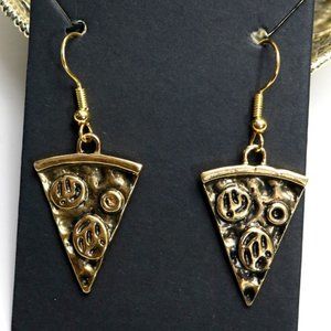 Gold Pizza Slice Handmade Novelty Food Jewelry Earrings Kawaii Funny Gifts